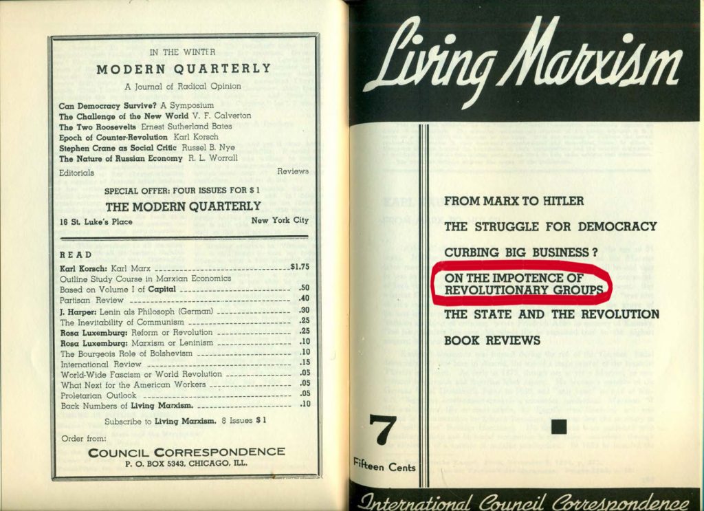 Faksimile "Living Marxism" Nr. 7 (1939)